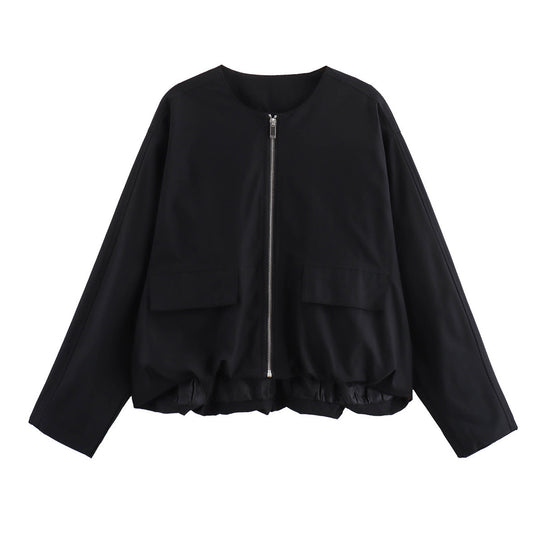 Damen lässige Steppjacke mit praktischen aufgesetzten Taschen und elastischem Bund Heidi-Mode