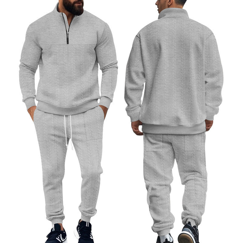 Herren Sportlicher Strickanzug mit Stehkragen und Reißverschluss Heidi-Mode