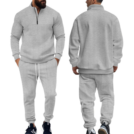 Herren Sportlicher Strickanzug mit Stehkragen und Reißverschluss Heidi-Mode