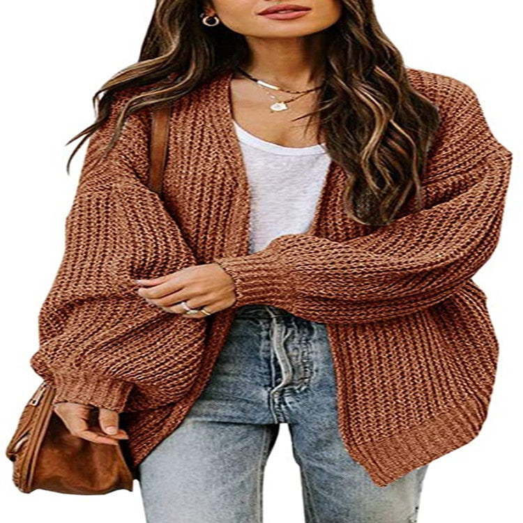 Damen Oversized Strickpullover mit Ballonärmeln und Strukturdesign Heidi-Mode