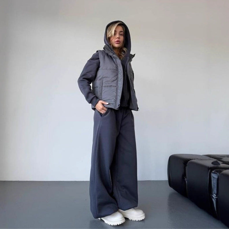Damen Sportliche Loungewear-Jacke und weite Hose mit elastischem Bund Heidi-Mode