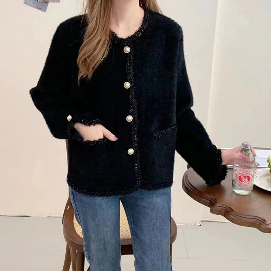 Damen Bouclé-Jacke mit eleganten Perlenknöpfen Heidi-Mode