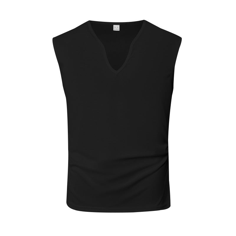Herren ärmelloses V-Ausschnitt-Tanktop aus atmungsaktivem Stretchmaterial Heidi-Mode