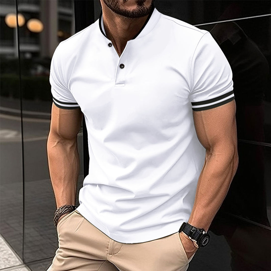 Herren Kurzarm Poloshirt mit modernem Stehkragen und sportlichen Akzenten Heidi-Mode