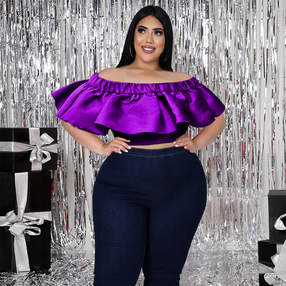 Damen Trendige Off-Shoulder Bluse mit voluminösem Rüschenabschluss Heidi-Mode