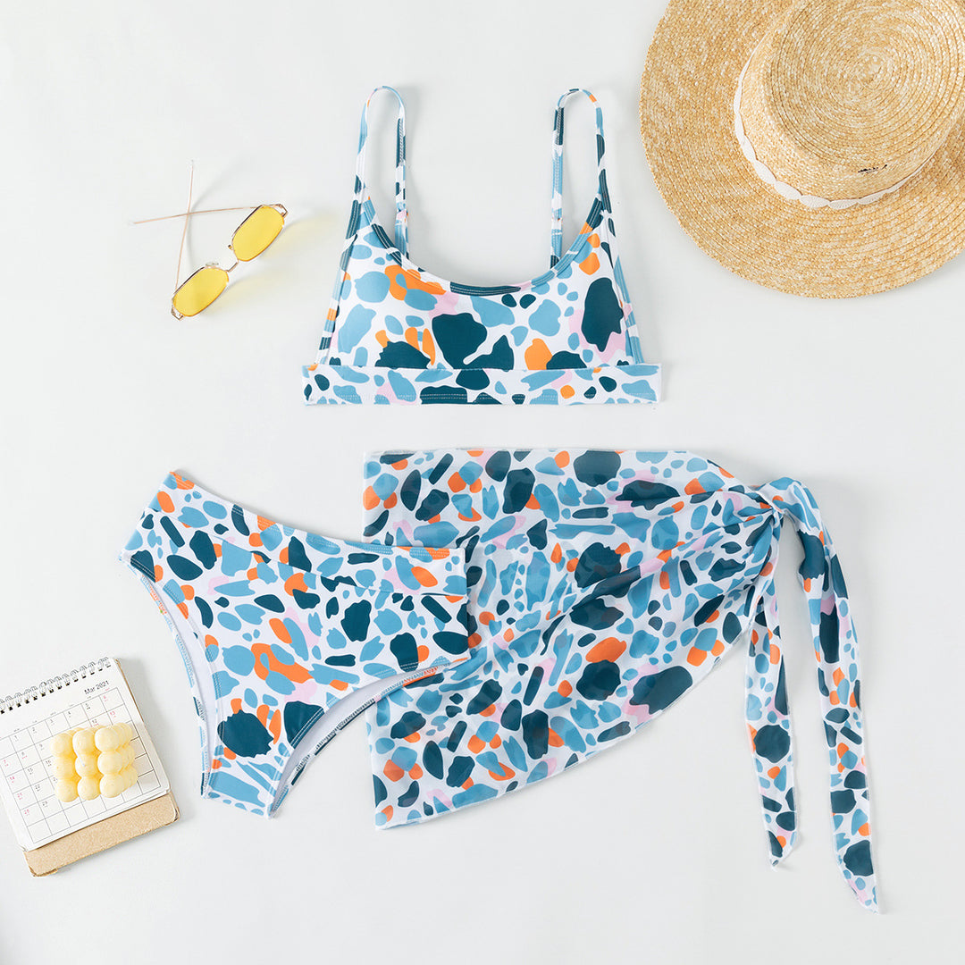 Damen Bikini Set mit modischem Wickelrock und sportlichem Oberteil Heidi-Mode