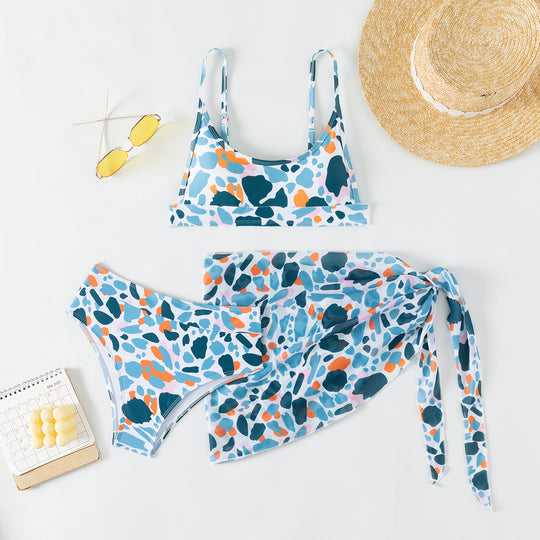 Damen Bikini Set mit modischem Wickelrock und sportlichem Oberteil Heidi-Mode