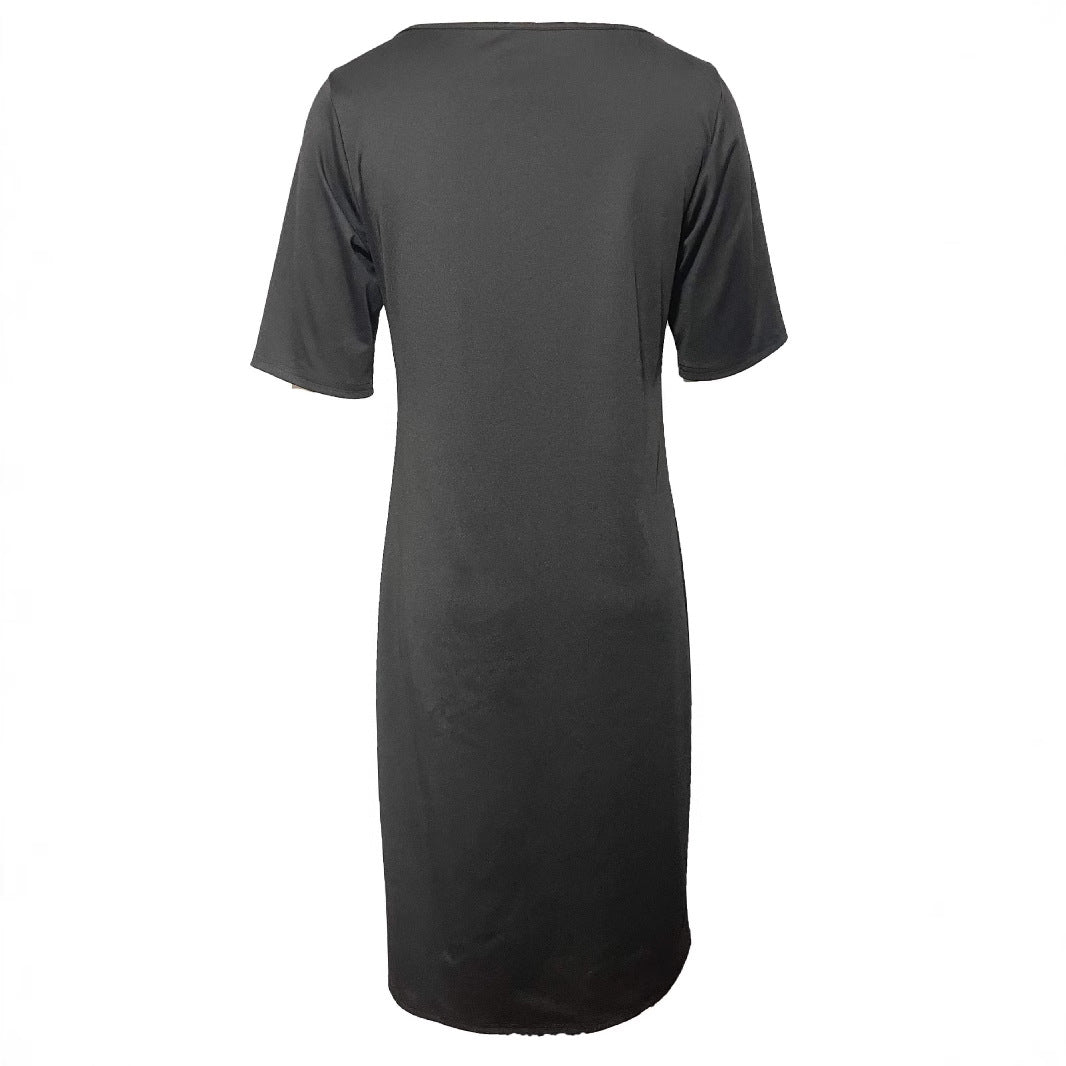 Damen Elegantes Blusen-Kleid mit floralen Spitze-Ärmeln und schwingendem Saum Heidi-Mode