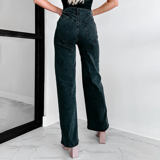 Damen Hochtaillierte Jeans mit durchbrochenem Design Heidi-Mode