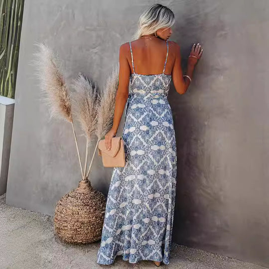 Damen elegantes Maxi-Kleid mit Chic-Wickel-design und seitlichem Schlitz Heidi-Mode