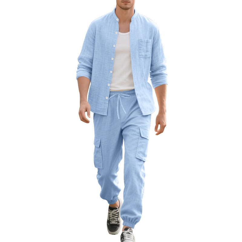 Herren lässiges Leinen-Set mit praktischen Taschen und atmungsaktiver Stoffqualität Heidi-Mode