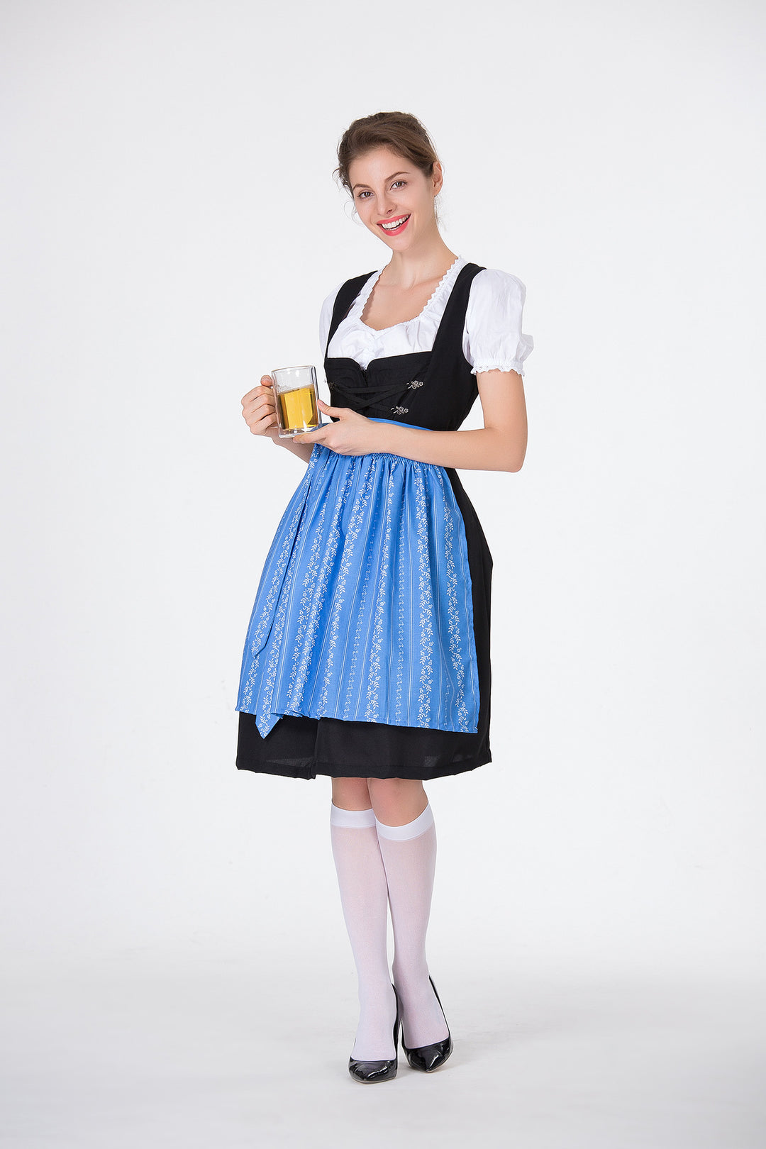 Damen Trachtenkleid mit eleganter Schürze und verspielten Rüschenkanten Heidi