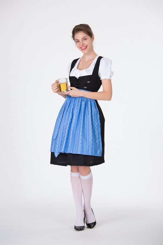 Damen Trachtenkleid mit eleganter Schürze und verspielten Rüschenkanten Heidi