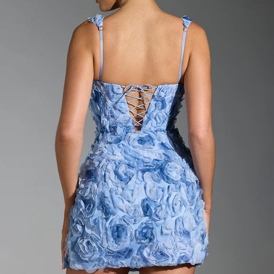 Damen Festliches Minikleid mit floralen Applikationen Heidi-Mode