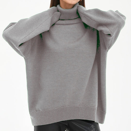 Damen Oversized Rollkragenpullover mit Rippstruktur Heidi-Mode