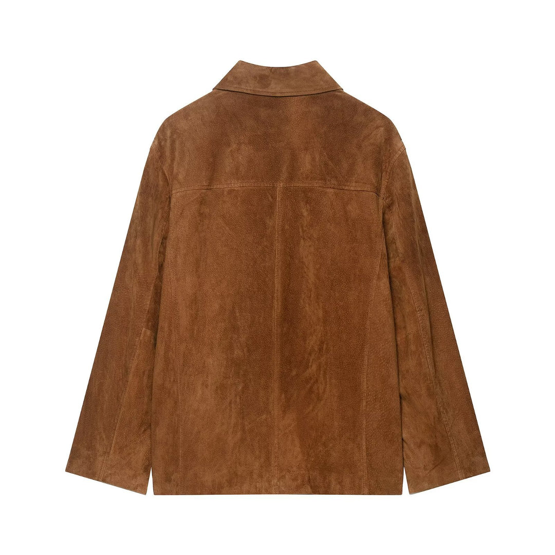 Damen Suedejacke im modernen Schnitt mit großen Taschen Heidi-Mode