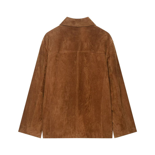 Damen Suedejacke im modernen Schnitt mit großen Taschen Heidi-Mode