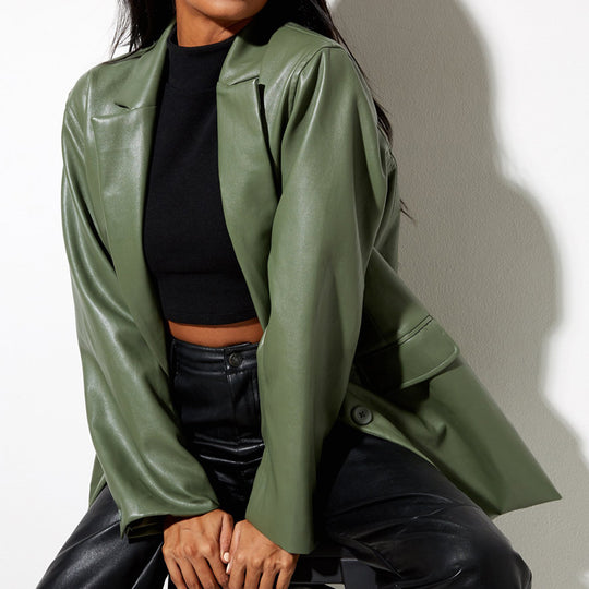 Damen modische Kunstlederjacke mit elegantem Schnitt Heidi-Mode