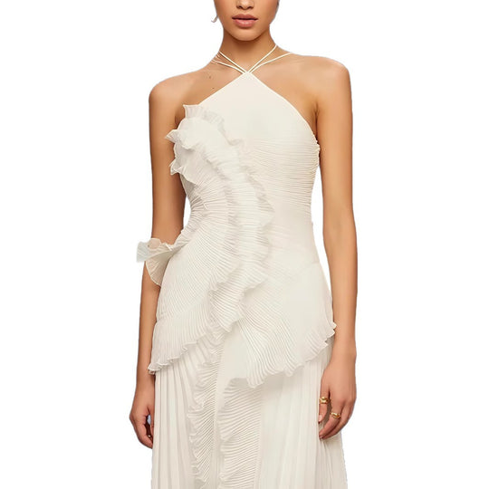 Damen Elegantes Wickelkleid mit plissierten Rüschen und asymmetrischem Saum Heidi-Mode
