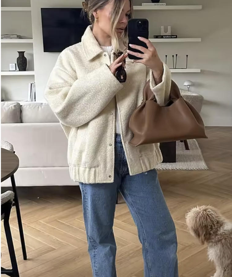 Damen gemütliche Oversized-Jacke aus hochwertigem Teddy-Material Heidi-Mode