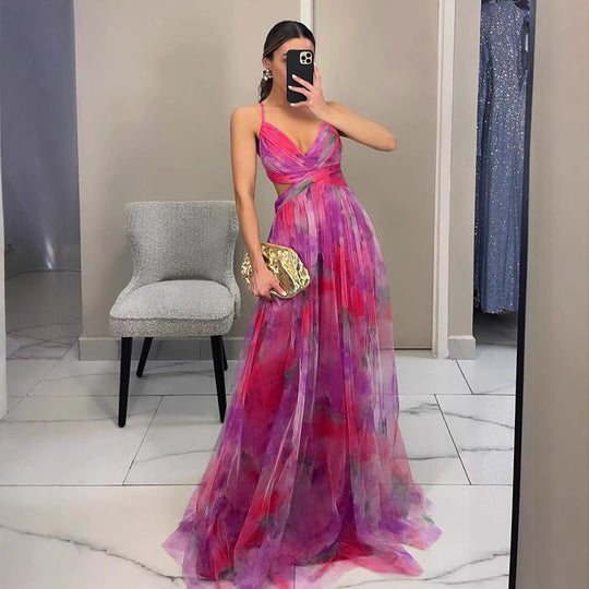 Damen Elegantes und florales Abendkleid mit schmeichelndem Schnitt Heidi-Mode