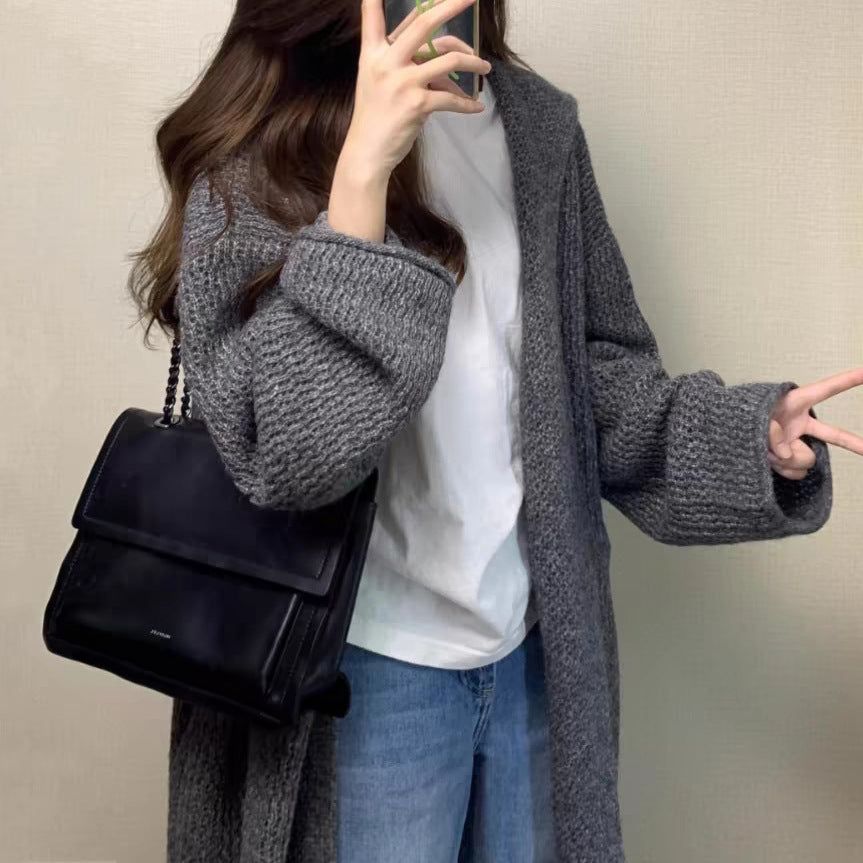 Damen Grobstrick Cardigan mit offenem Schnitt und lässigem Design Heidi-Mode