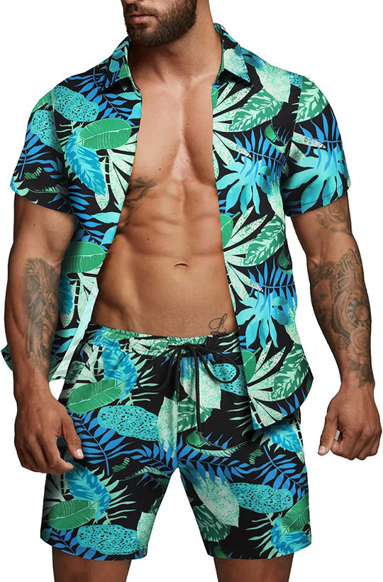 Herren kurzärmliges Hemd und Badeshorts Set Heidi-Mode
