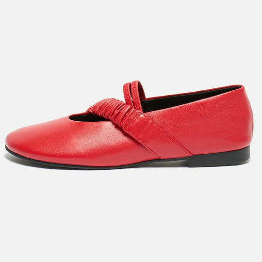 Femme Elegante Slip-On Ballett Flats mit gerafftem Knöchelriemen Detail Heidi-Mode