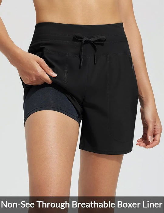 Damen Performance aktive Shorts mit integriertem Boxershorts-Futter Heidi-Mode