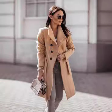 Damen Eleganter Woll-Trenchcoat Heidi-Mode