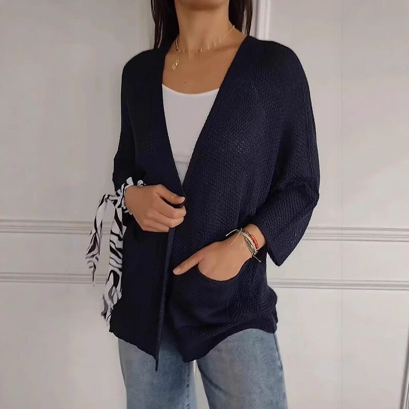 Damen lässige Strickjacke mit offener Vorderseite und praktischen Taschen Heidi-Mode