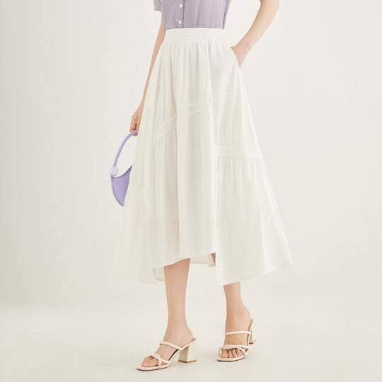Femme Fließender High-Low Maxi-Rock mit gestuften Design Heidi-Mode