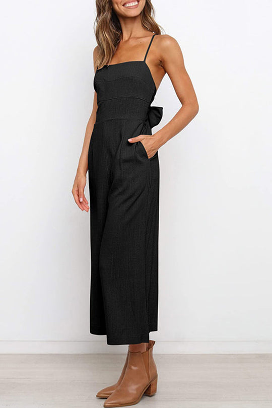 Heidi-Mode | Solide Tie Rückfreie Kurze Jumpsuits