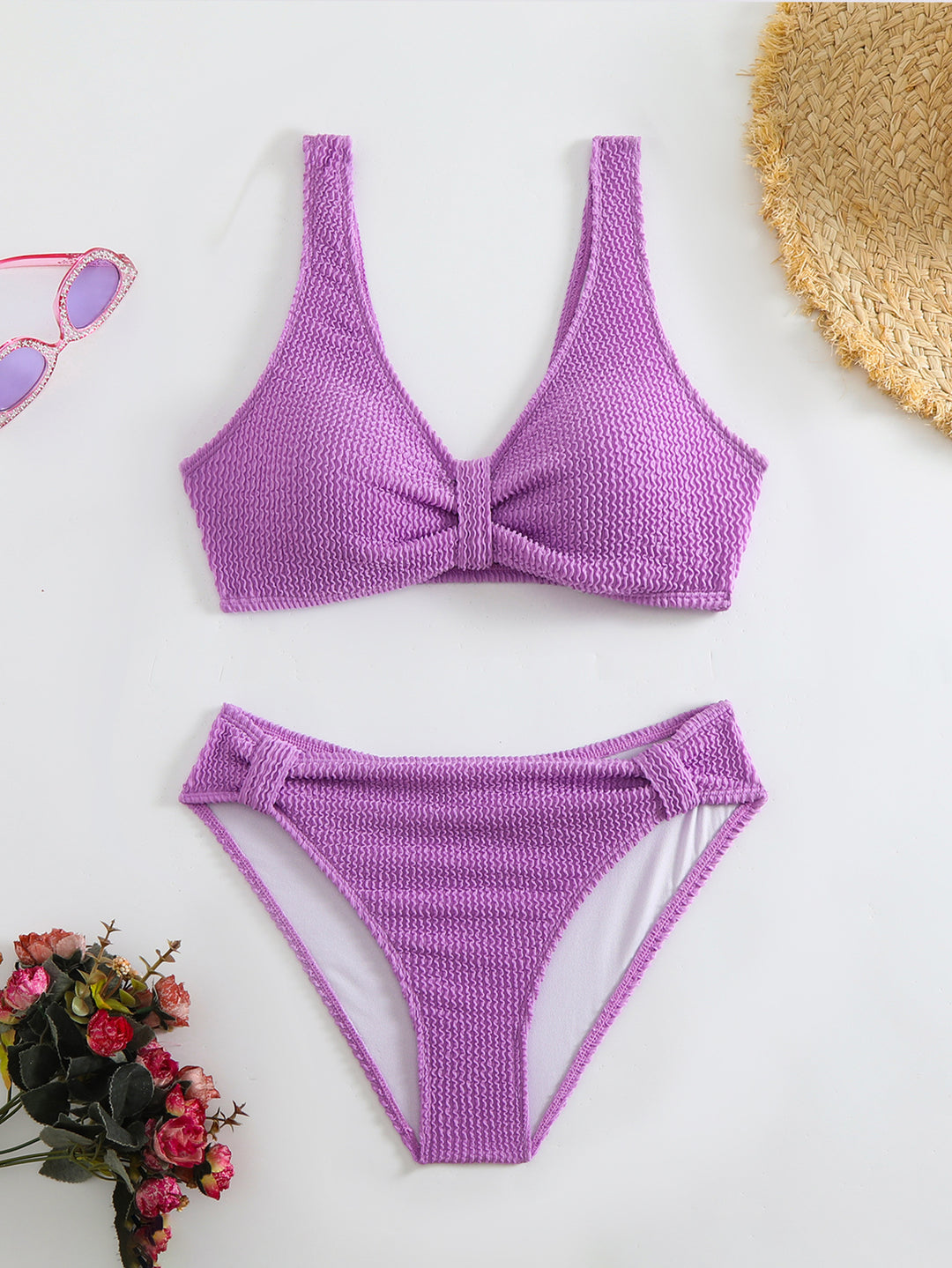 Femme Strukturierter Hochgeschnittener Bikini-Set Heidi-Mode