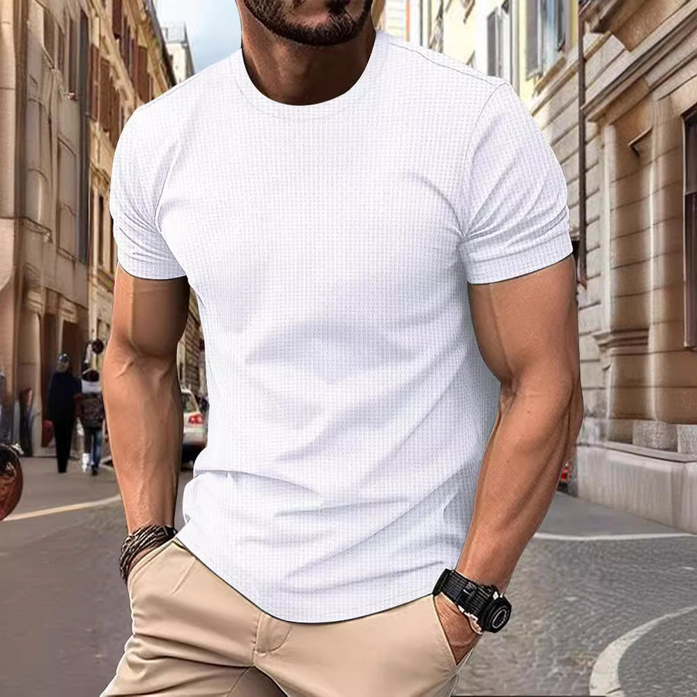 Herren T-Shirt mit strukturiertem Design und atmungsaktiven Eigenschaften Heidi-Mode
