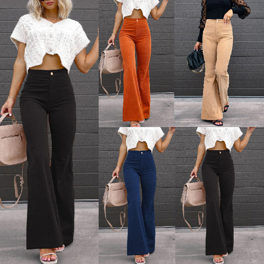 Damen Flared Jeans mit hohem Bund und tailliertem Schnitt Heidi-Mode