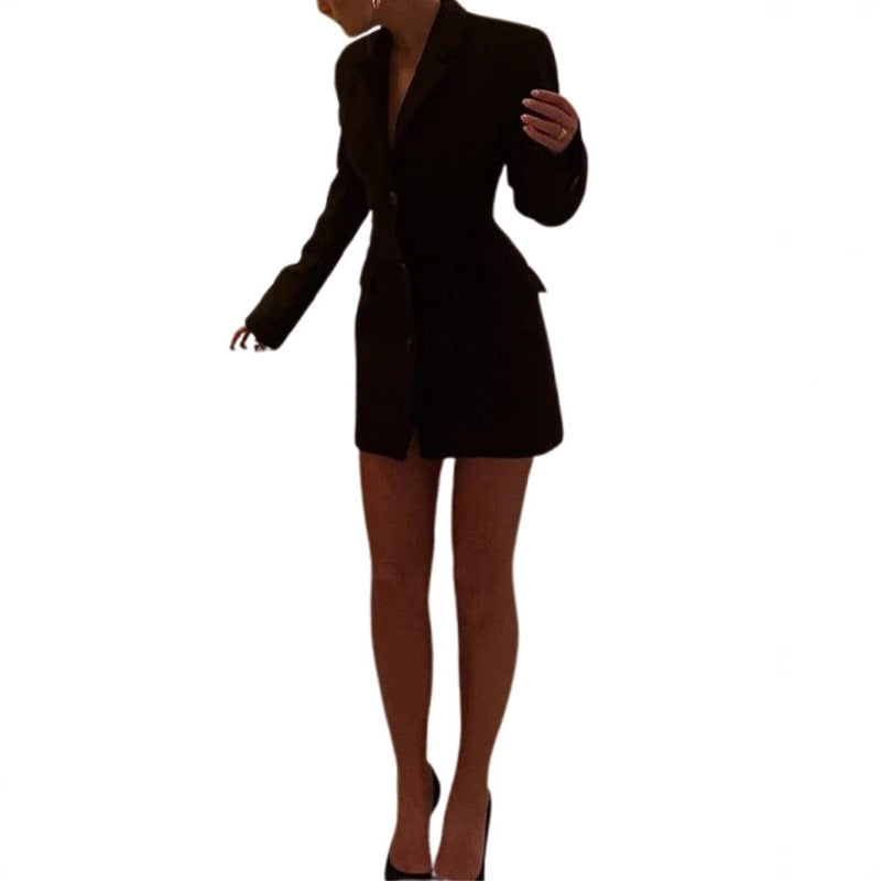 Damen Stylish Blazer-Kleid mit figurbetontem Schnitt und modischen Akzenten Heidi-Mode