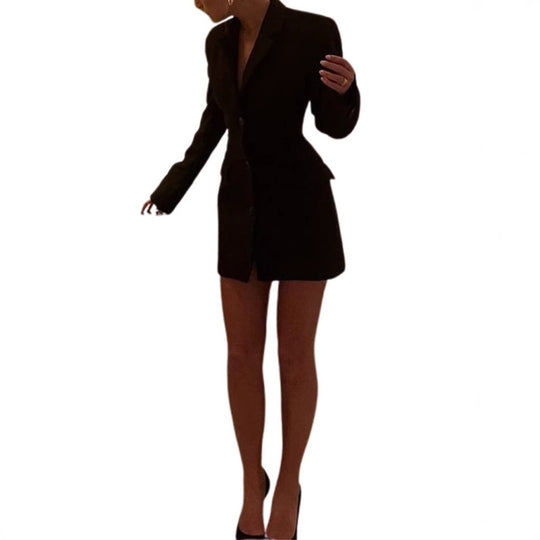 Damen Stylish Blazer-Kleid mit figurbetontem Schnitt und modischen Akzenten Heidi-Mode