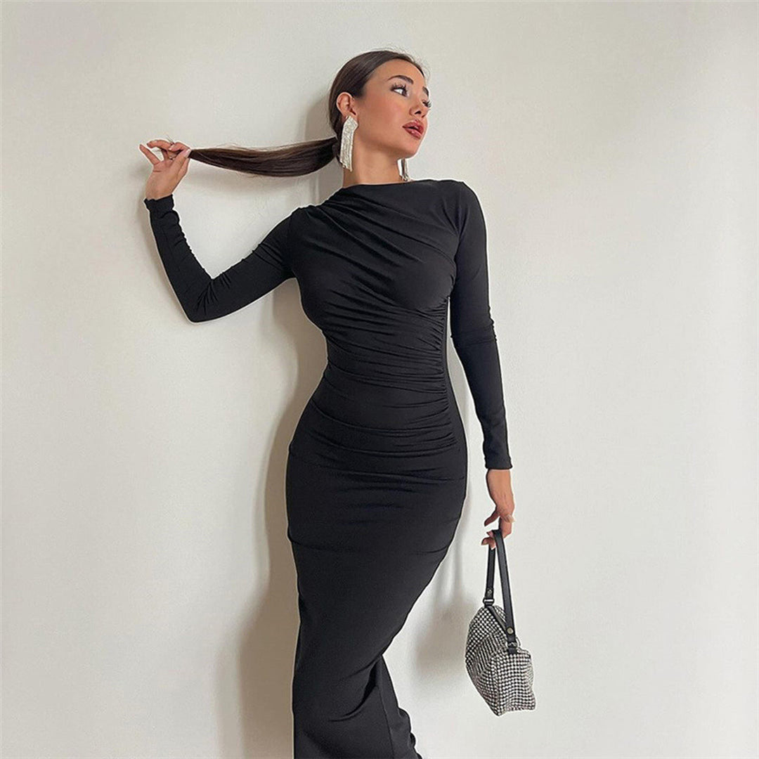 Damen figurbetontes Langarmkleid Heidi-Mode
