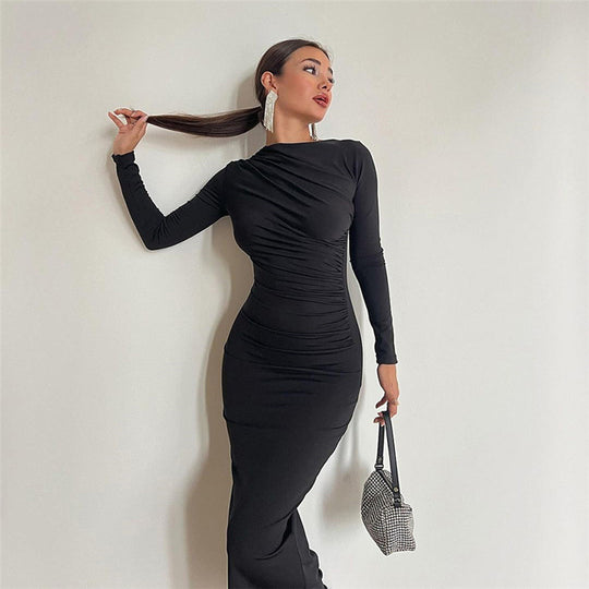 Damen figurbetontes Langarmkleid Heidi-Mode