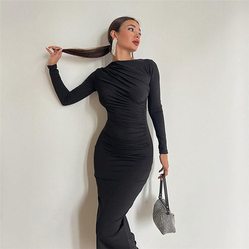 Damen figurbetontes Langarmkleid Heidi-Mode
