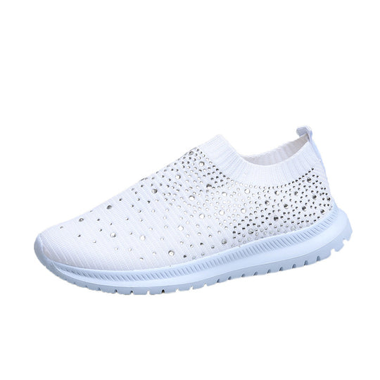 Damen Sportliche Slip-On Sneakers mit funkelndem Strassdesign Heidi-Mode