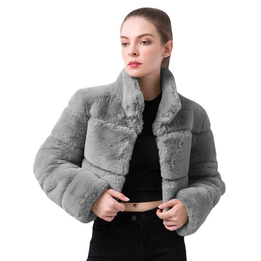 Damen modische kurze Kunstpelzjacke Heidi-Mode