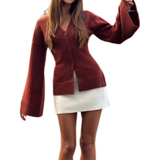 Damen lässiger Cardigan mit weiten Ärmeln und Knopfdetails Heidi-Mode