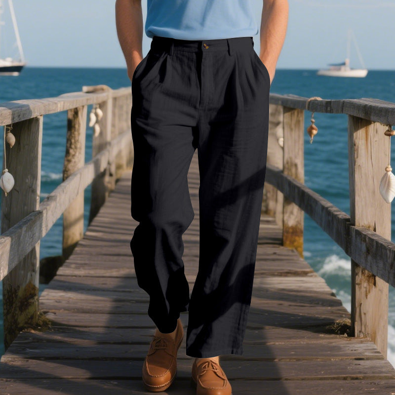 Herren elegante Freizeit-Hose mit weichem Stoff und weitem Schnitt Heidi-Mode