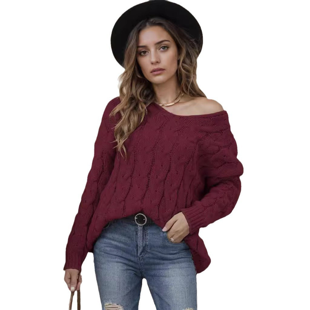 Damen Grobstrickpullover mit modernem Zopfdesign und weitem Schnitt Heidi-Mode