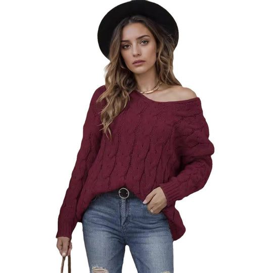 Damen Grobstrickpullover mit modernem Zopfdesign und weitem Schnitt Heidi-Mode