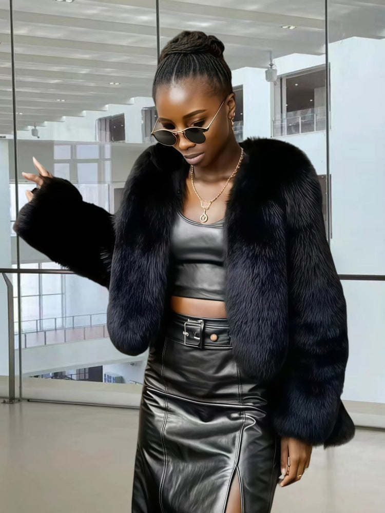 Damen Fleece Kunstpelzmantel Heidi-Mode