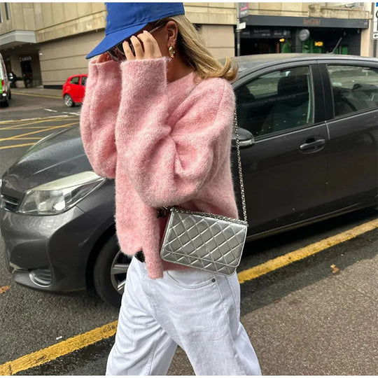 Damen Kuscheliger Oversized-Pullover Heidi-Mode