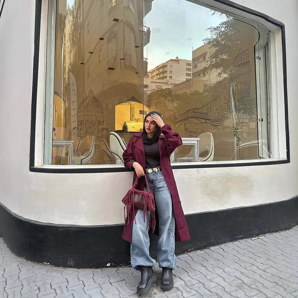 Damen trendiger Trenchcoat mit stilvollem Schnitt und praktischen Taschen Heidi-Mode